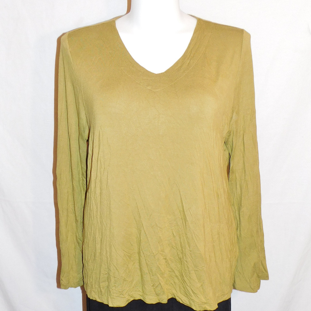2X Soft Surroundings Green Stretch Knit Top EUC